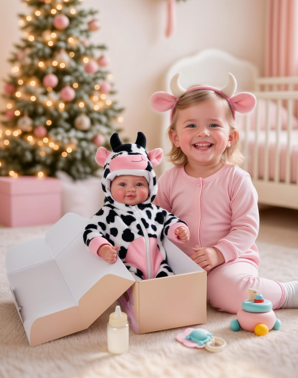 BABESIDE cow outfit fabric detail showing softness and washable design