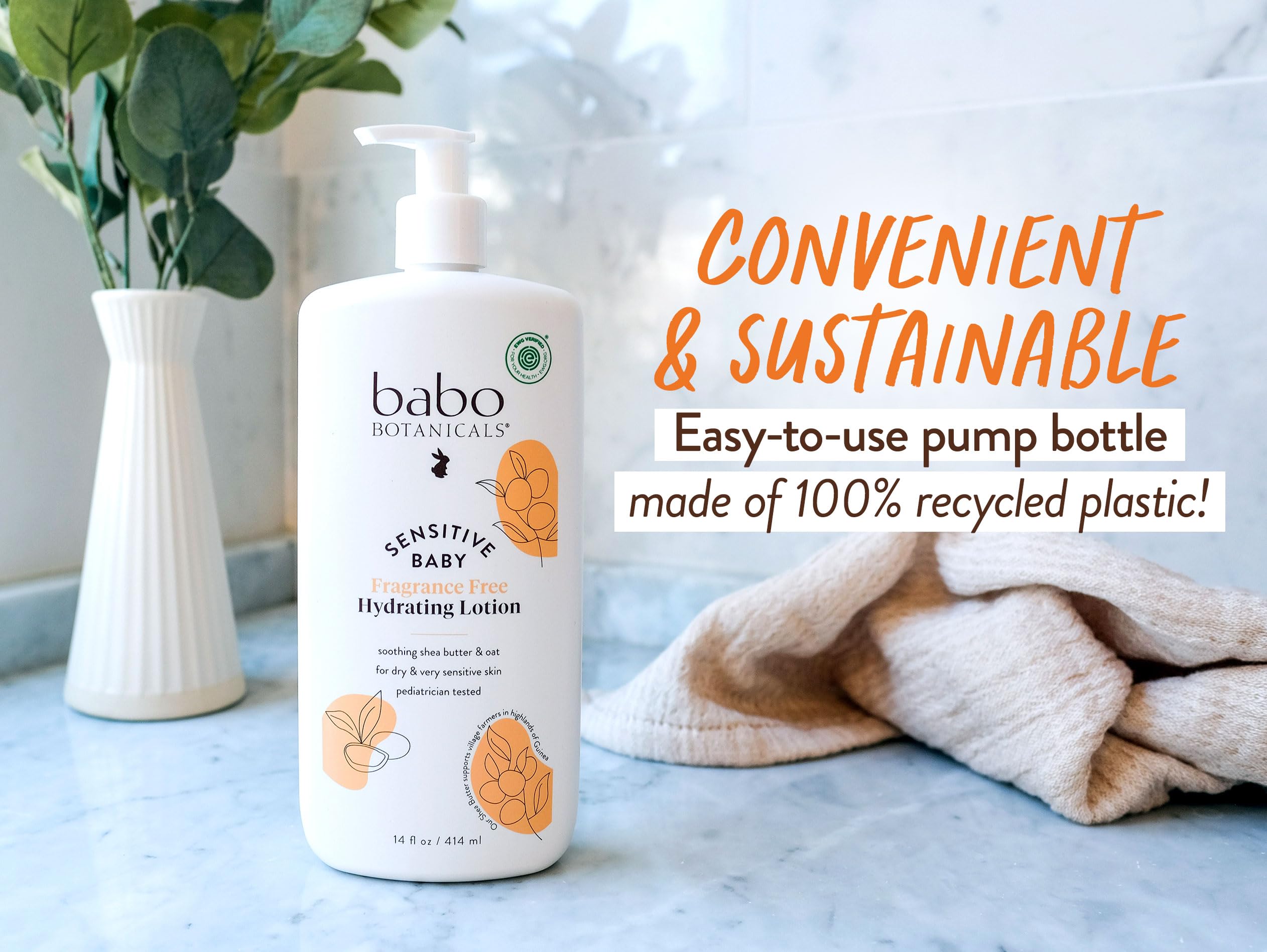 Babo Botanicals detalle de etiqueta ingredientes naturales y verificación EWG