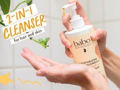 Babo Botanicals etiqueta con ingredientes naturales y beneficios
