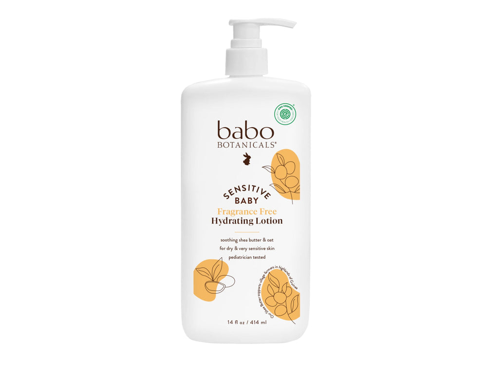 Babo Botanicals botella 14 oz al frente muestra diseño y facilidad de uso