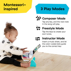 Baby Einstein piano volume controls close-up allowing quiet or louder play options