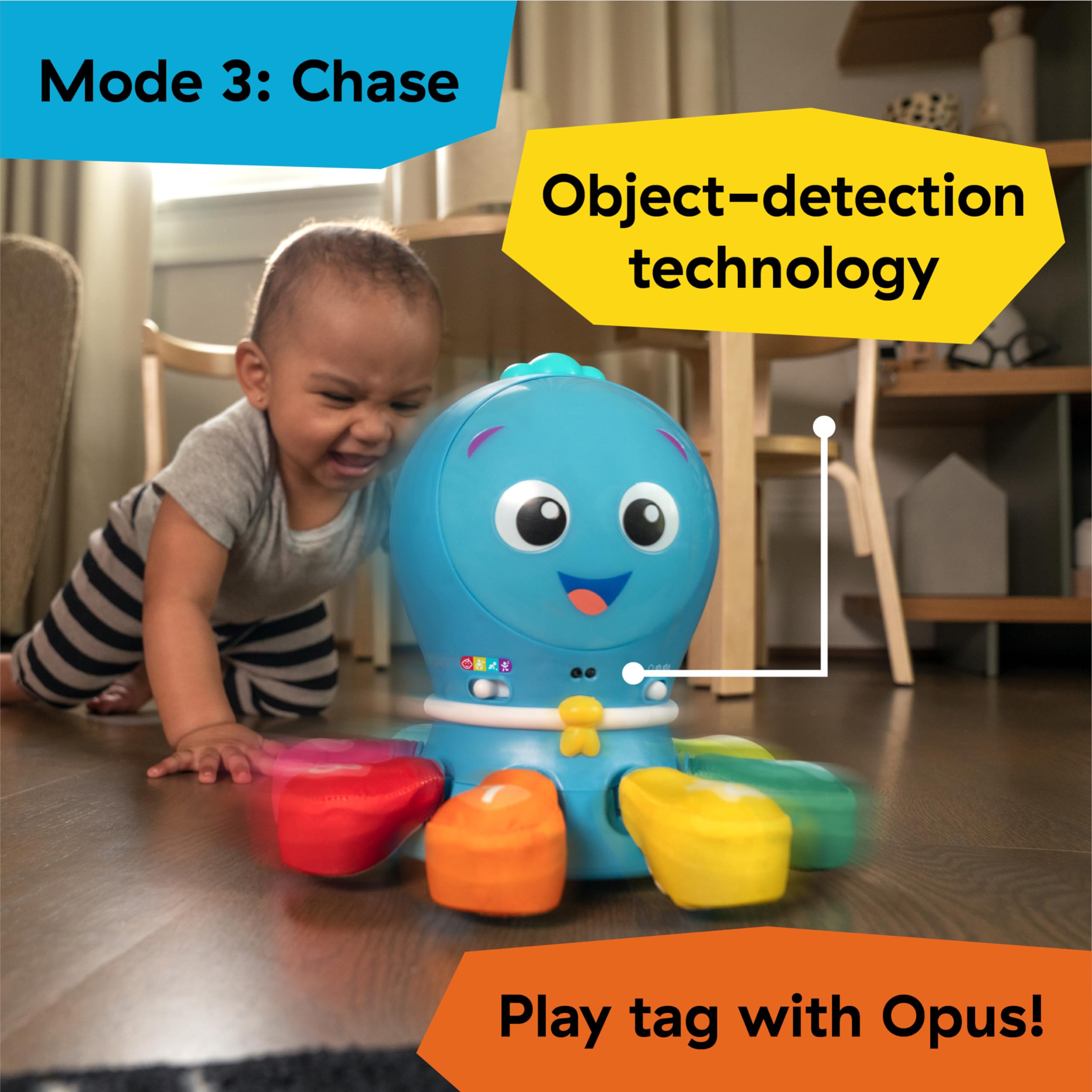 Opus Go de Baby Einstein retrocede por sensor en Chase, incentiva gateo activo