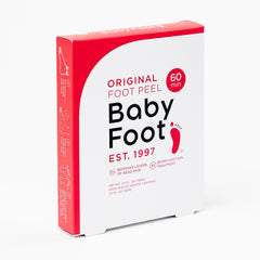Baby Foot empaque frontal que muestra el producto y sus beneficios