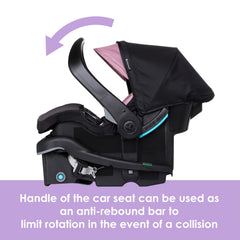 Baby Trend ergonomic Side Grip handle shown being carried to reduce back strain