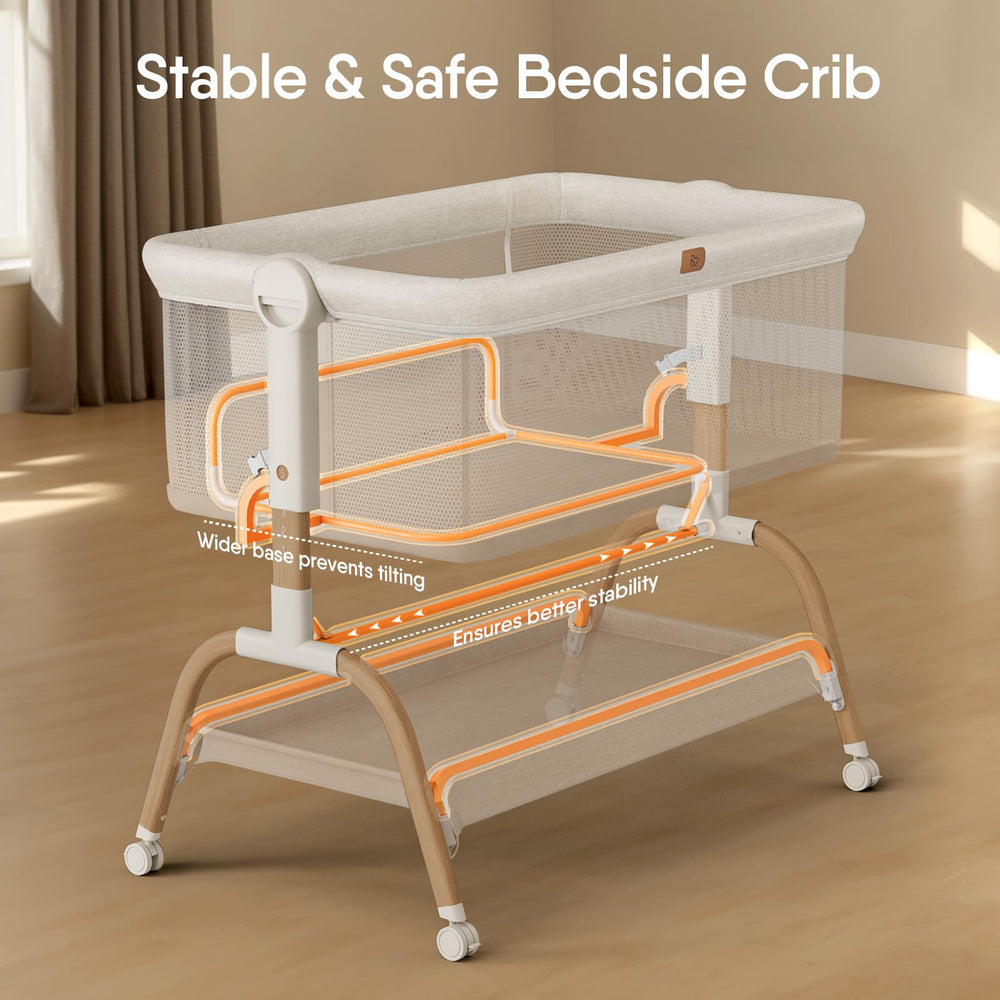 BabyBond built-in storage pockets holding diapers and wipes for quick reach