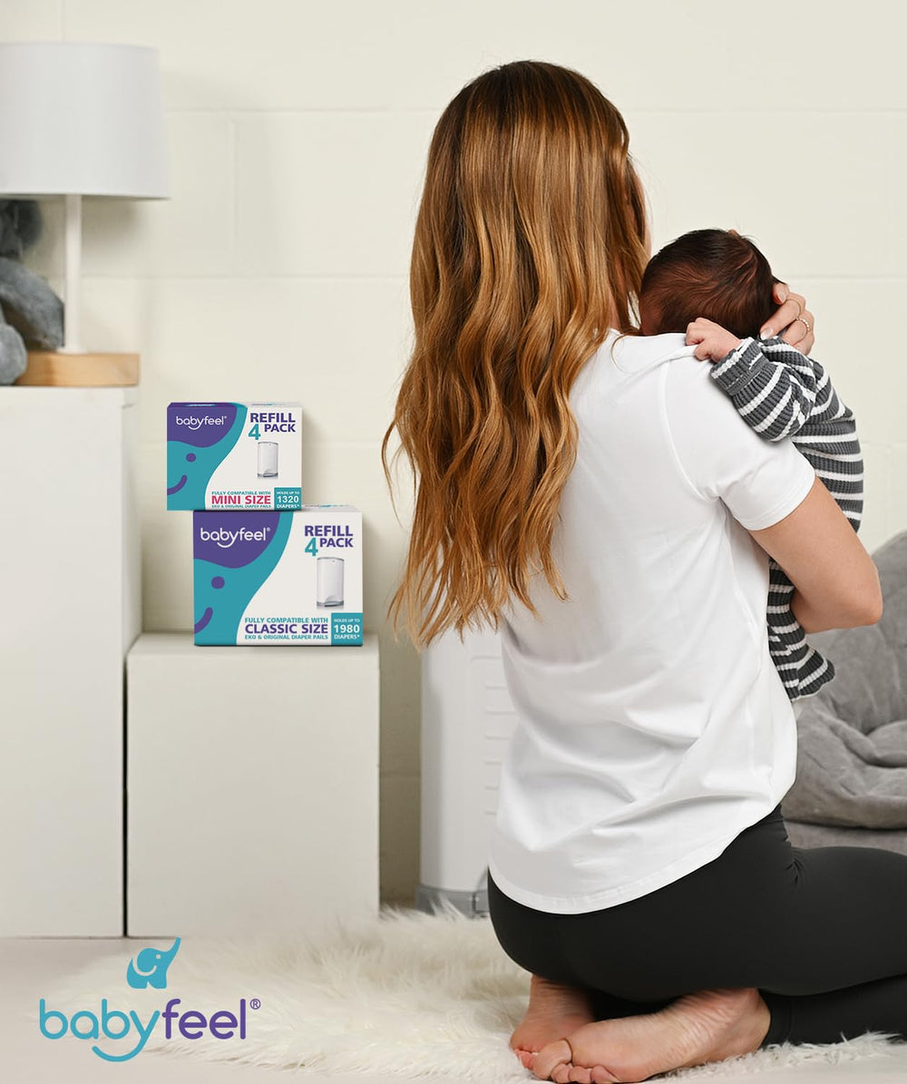 Babyfeel caja abierta mostrando rollos listos para reemplazo rápido