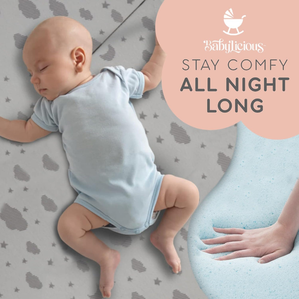 Babylicious mattress next to toy showing scale and appropriate sizing benefit