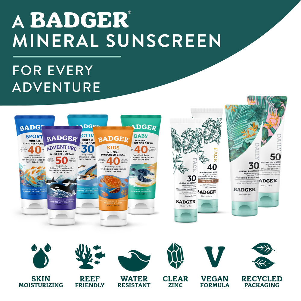Badger protector en escena de playa mostrando uso diario y protección