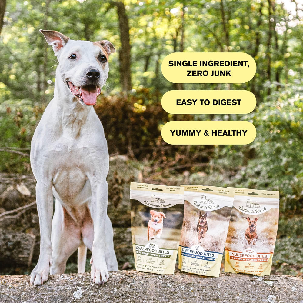 BADLANDS RANCH mascota disfrutando el snack, recompensa saludable