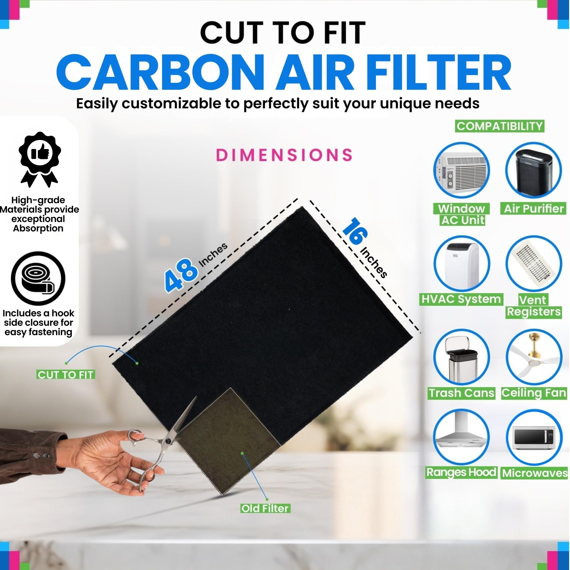 Bagean filtro instalado en campana extractora, elimina olores de cocina