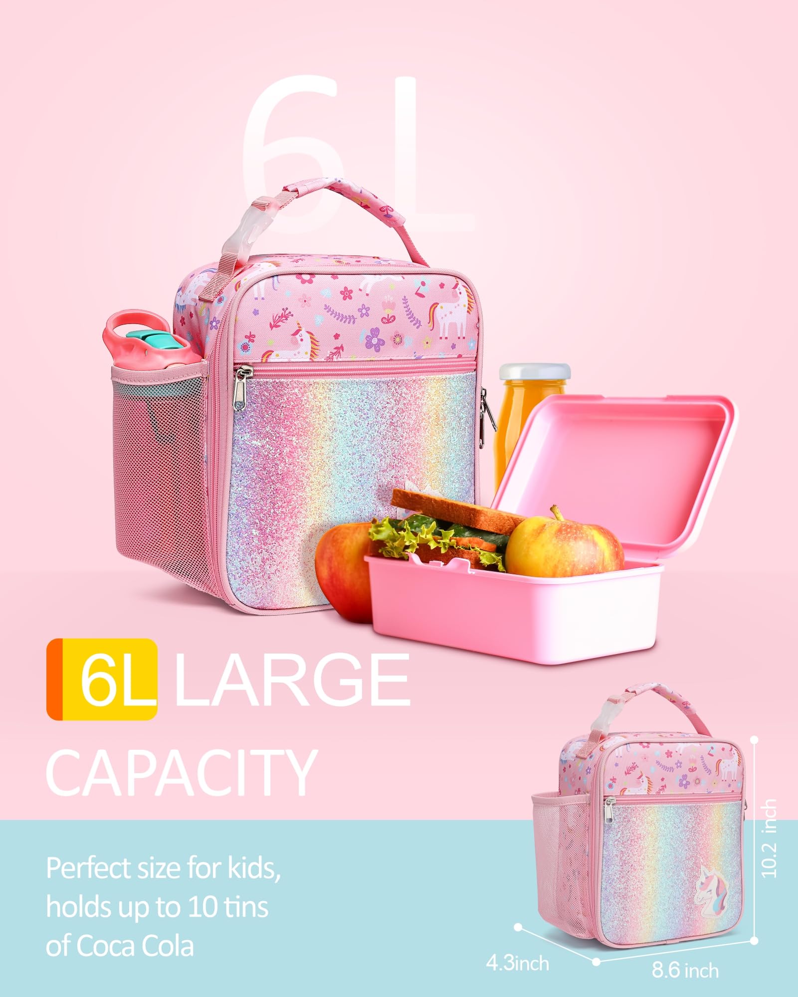 Bagseri vista lateral con sujetabotella de malla, guarda botellas estándar cómodamente
