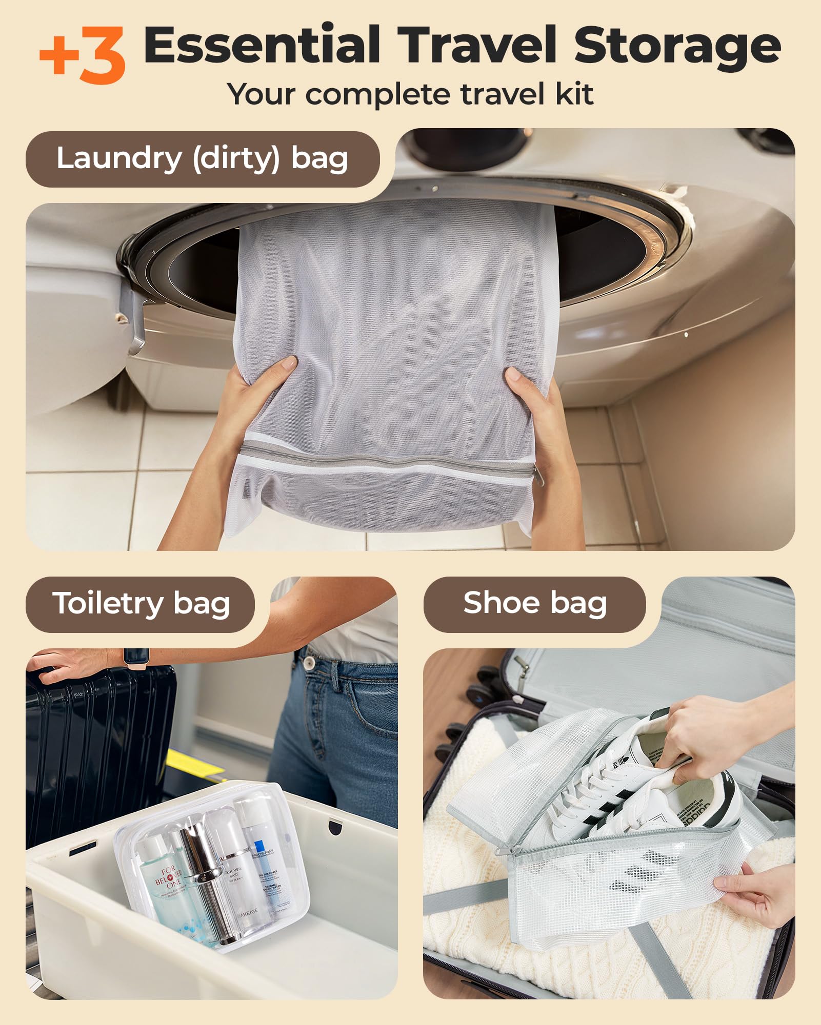 BAGSMART bolsas comprimidas dentro de una maleta de cabina facilitando viajar ligero