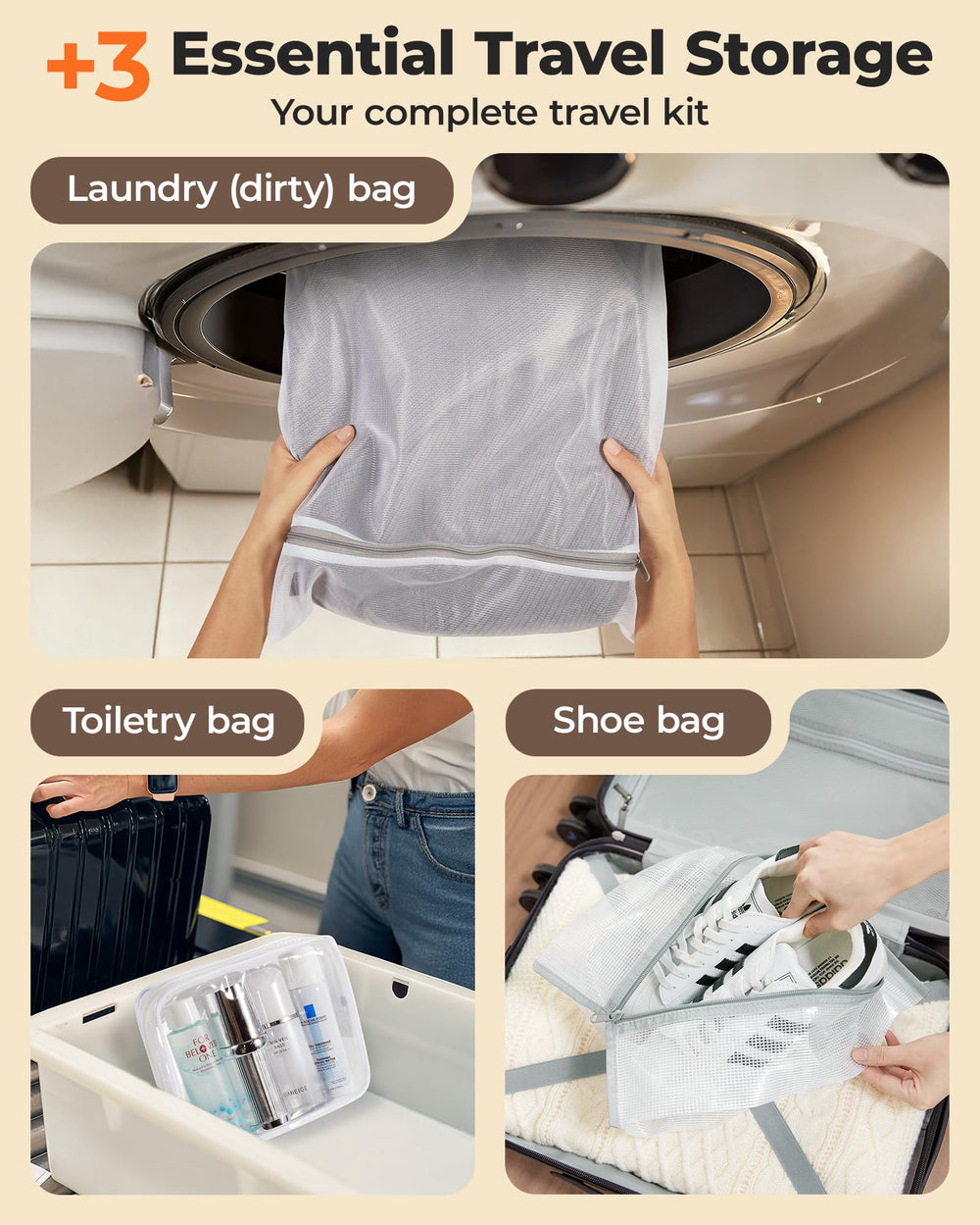 BAGSMART bolsas comprimidas dentro de una maleta de cabina facilitando viajar ligero