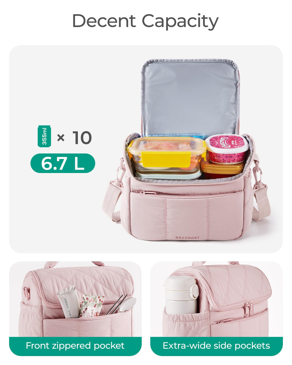 BAGSMART bolsa en uso cruzada mostrando comodidad y ajuste