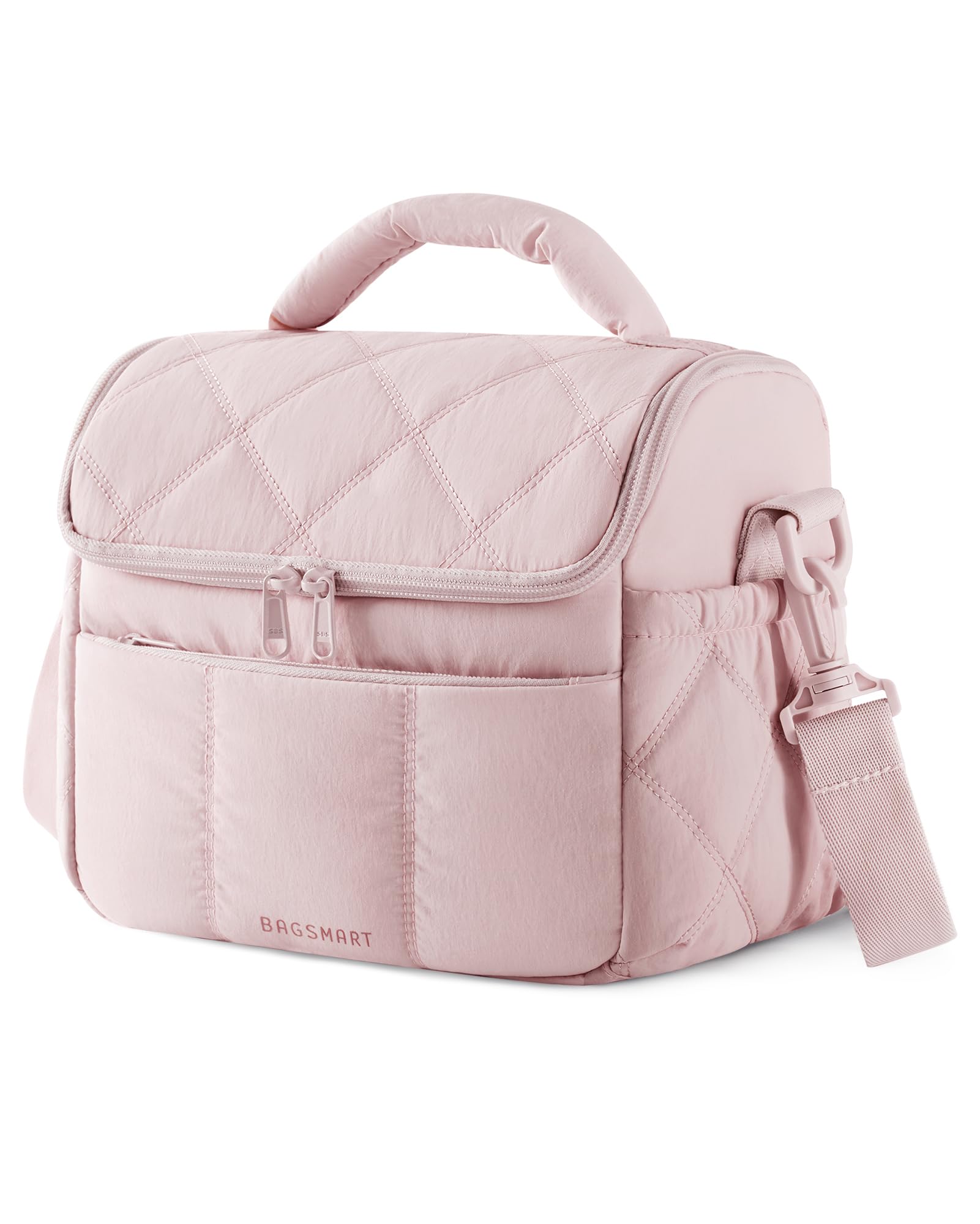 BAGSMART frente rosa mostrando diseño elegante y portabilidad