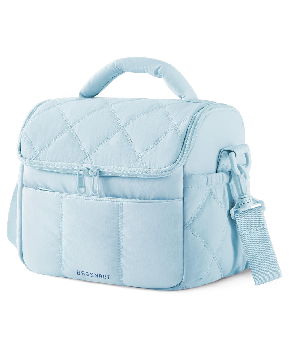 BAGSMART vista frontal azul claro mostrando diseño elegante y práctico
