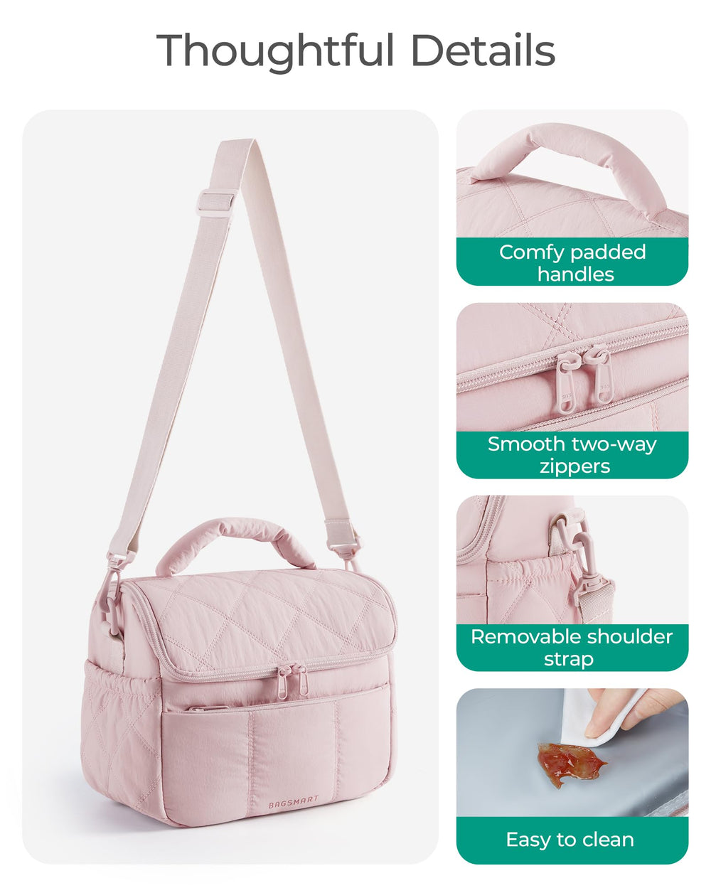 BAGSMART bolsillo lateral con botella que ofrece acceso rápido