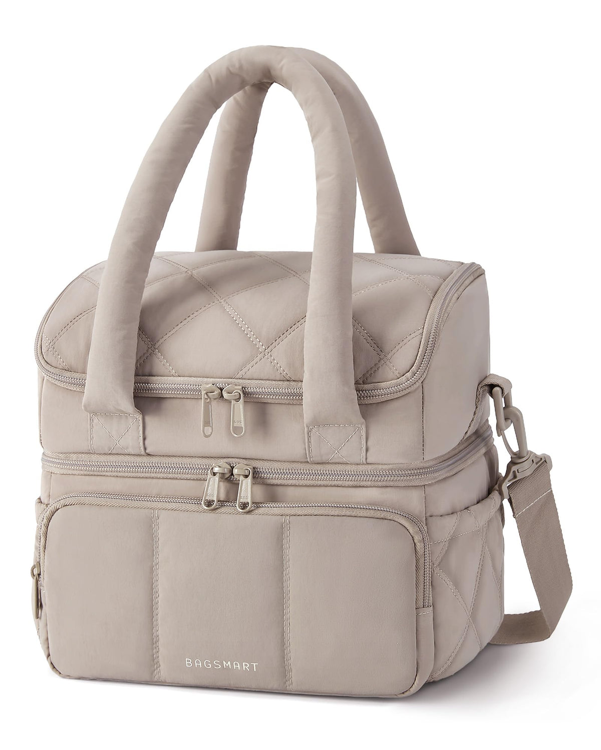 BAGSMART lonchera frente camel mostrando diseño elegante y compacto
