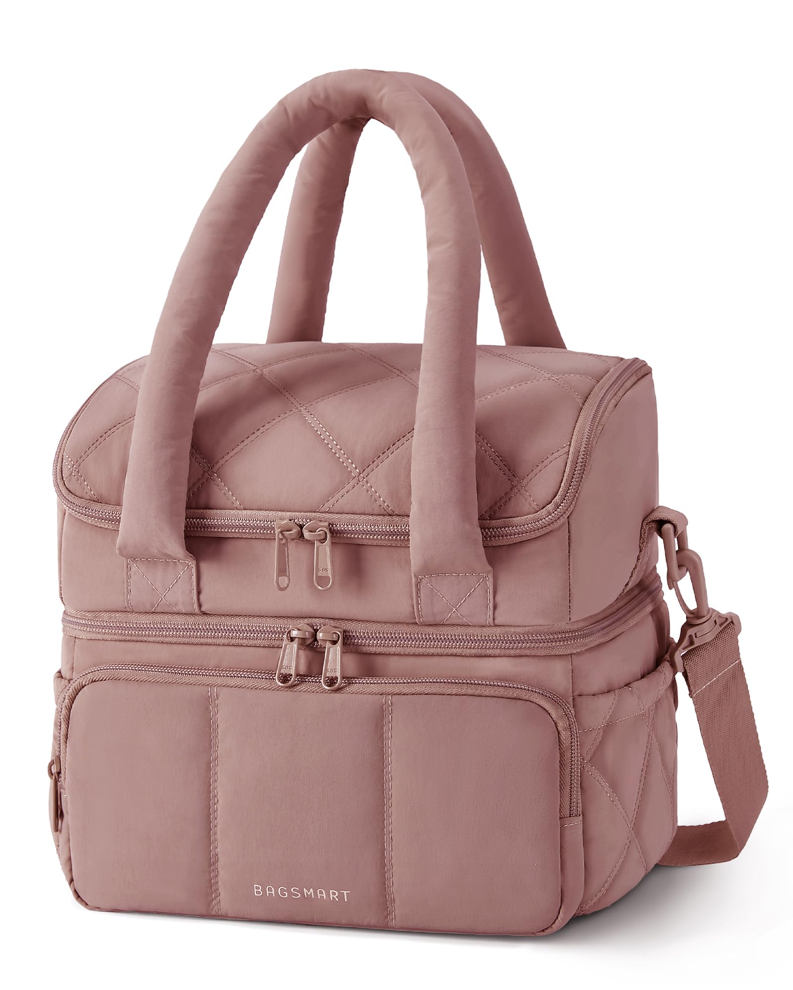 BAGSMART bolsa frontal Dark Pink mostrando diseño puffer y estilo