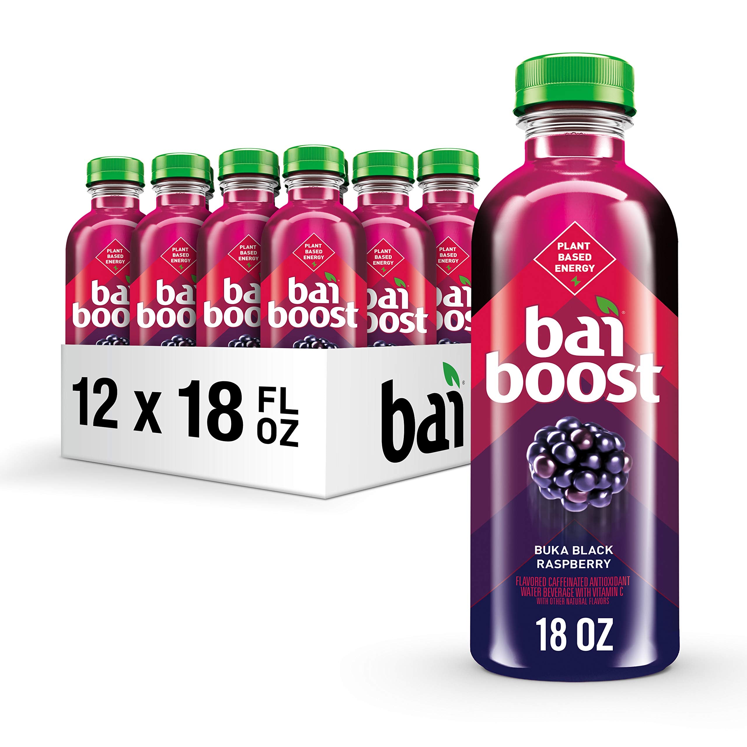 Bai botella frontal Buka Black Raspberry con diseño atractivo y sabor claro