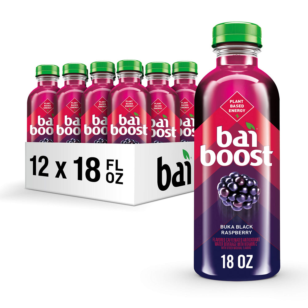 Bai botella frontal Buka Black Raspberry con diseño atractivo y sabor claro