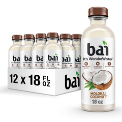 Bai botella frontal Molokai Coconut mostrando sabor tropical y atractivo