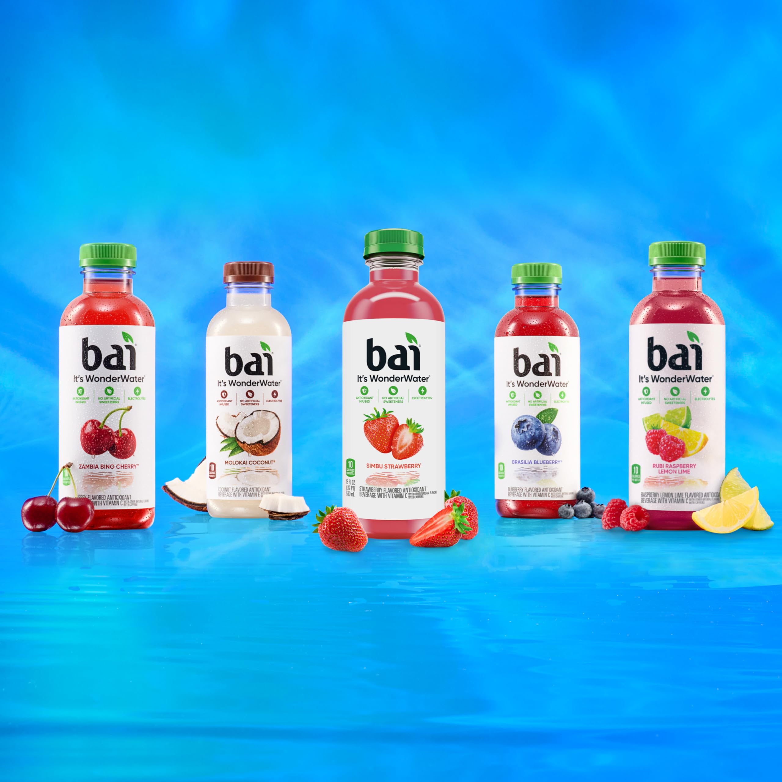 Bai primer plano de ingredientes destacando vitamina C y beneficios