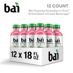 Bai bottle close-up label highlighting ingredients and low sugar benefit