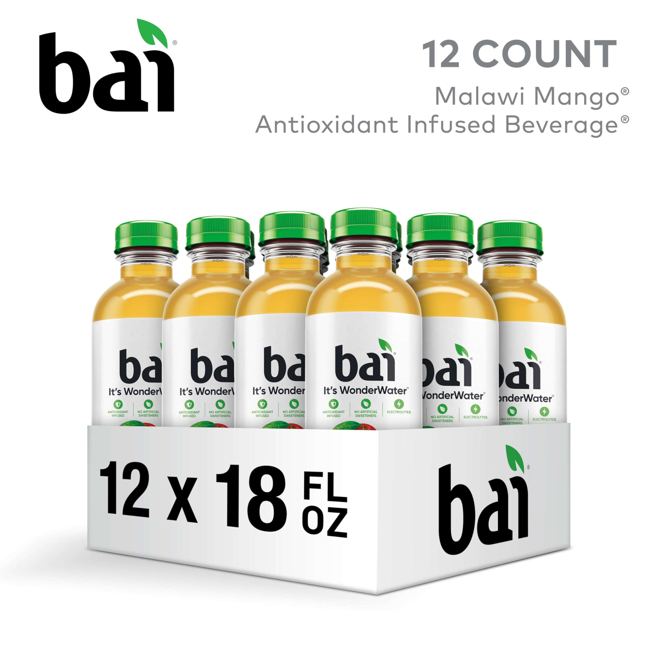 Etiqueta Bai Malawi Mango en primer plano destacando ingredientes y vitamina C
