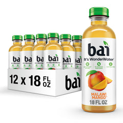Bai Malawi Mango botella frontal mostrando el diseño y beneficio refrescante