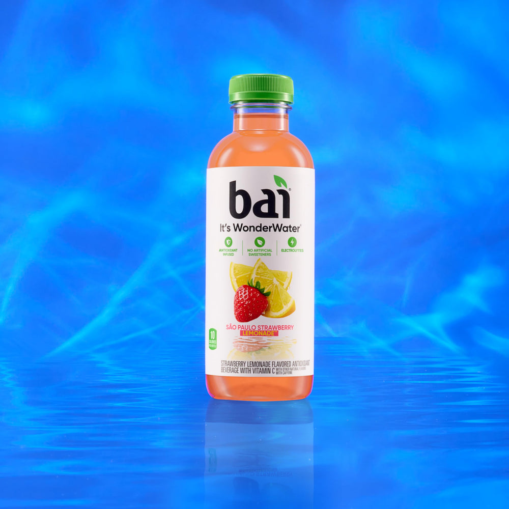 Bai poured into glass demonstrating clear flavor and thirst-quenching benefit