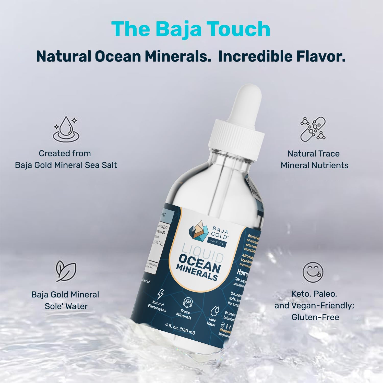 Baja Gold gotas disolviéndose en agua para mejor hidratación
