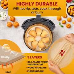 Baker's Signature funda colocada en freidora de aire tipo Ninja, limpieza fácil