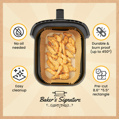 Baker's Signature etiqueta que destaca material sin blanquear y tranquilidad