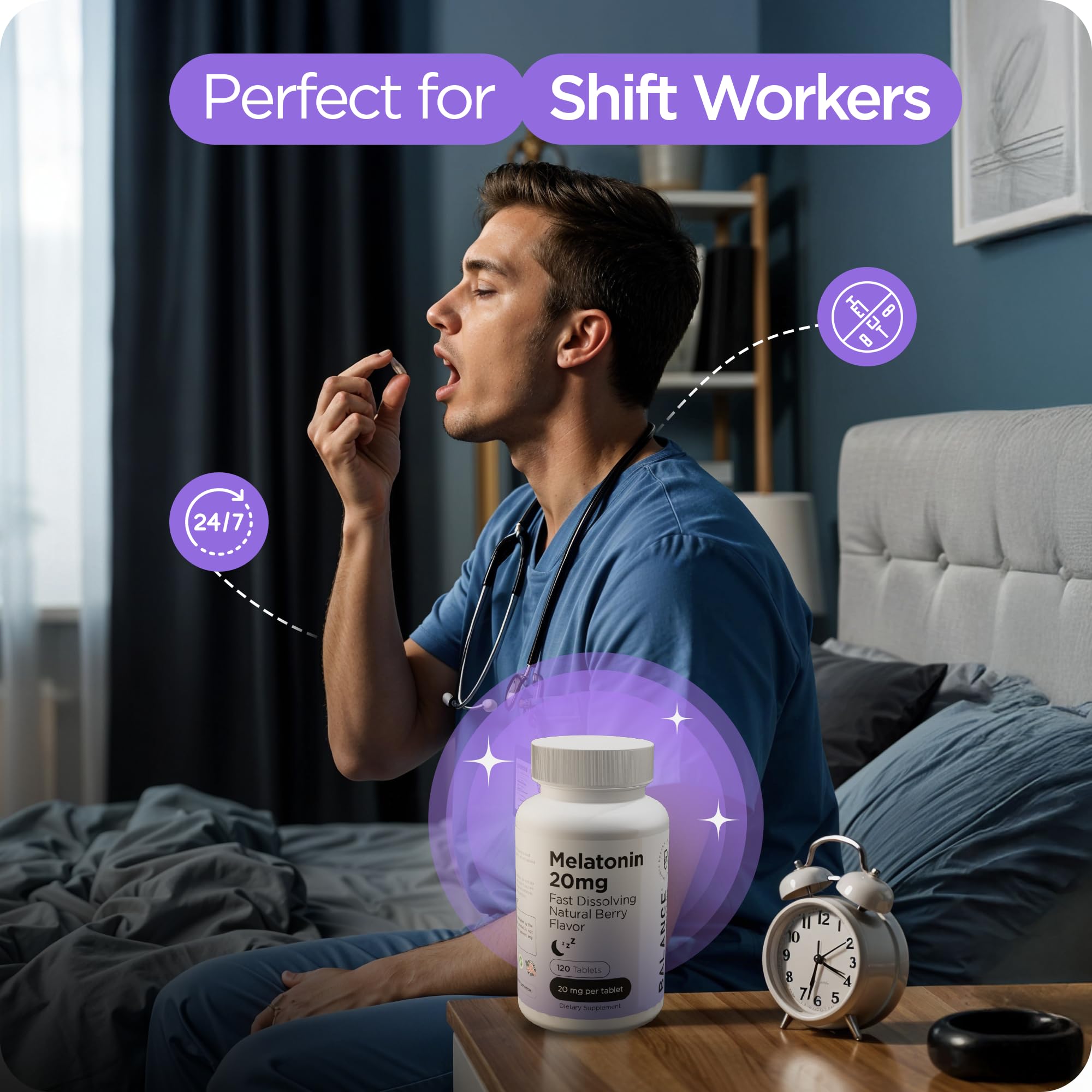 Balancebreens uso nocturno ambientado para trabajadores por turnos descansando