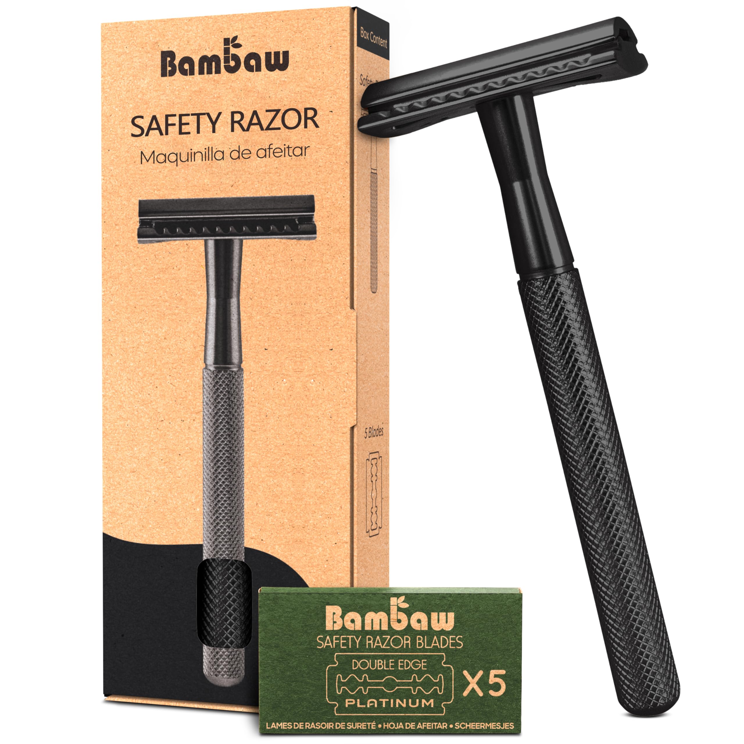 Bambaw maquinilla frontal negra mostrando diseño metálico y control ergonómico