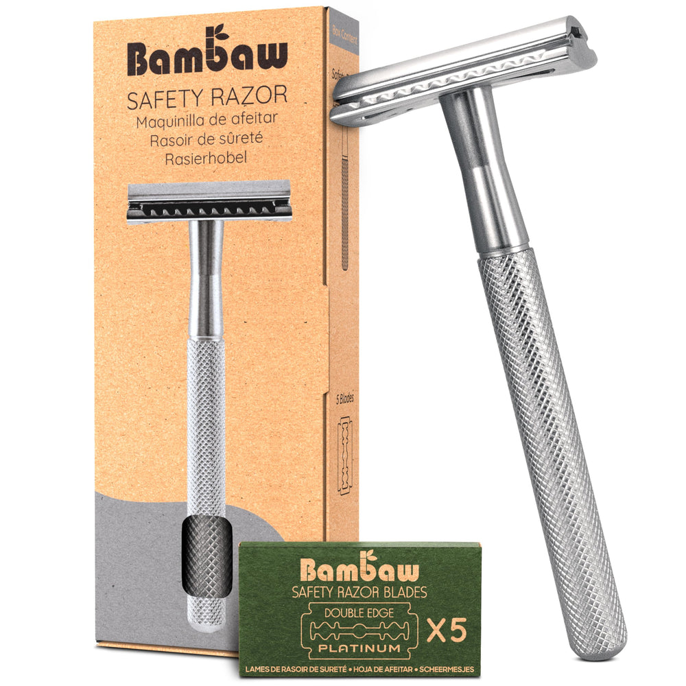 Bambaw maquinilla frontal plateada mostrando diseño duradero y elegante
