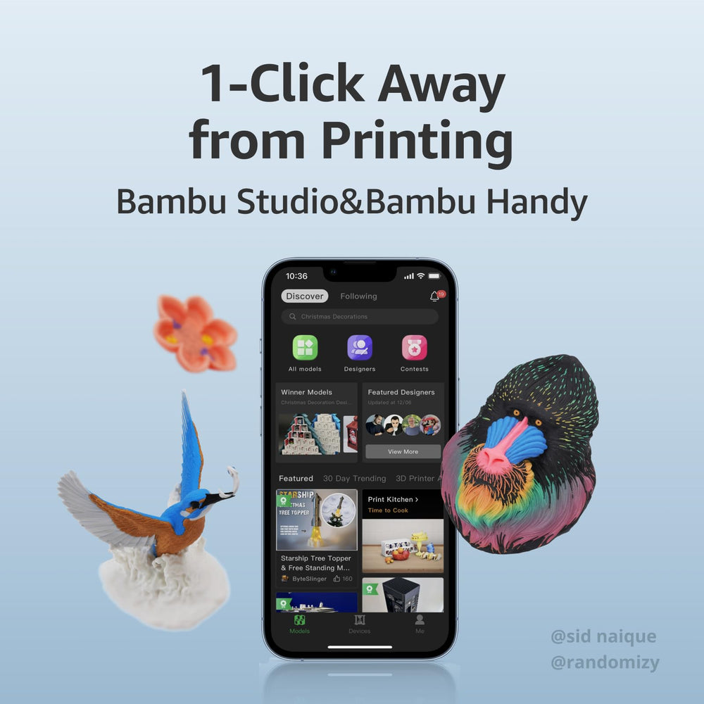 Bambu Lab A1 Mini operating quietly with noise indicator for low sound levels