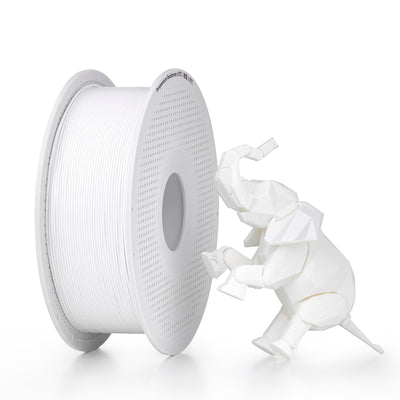 BAMBULAB front packaging showing white PLA spool and brand for reliable printing