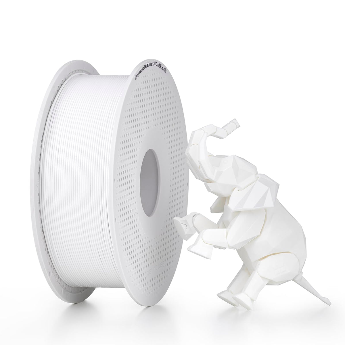 BAMBULAB front packaging showing white PLA spool and brand for reliable printing