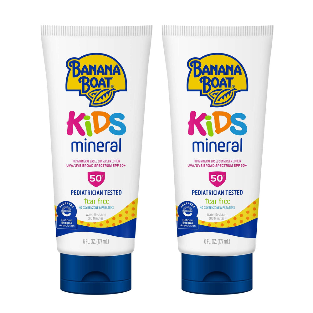 Banana Boat envase frontal mostrando SPF 50 y protección infantil