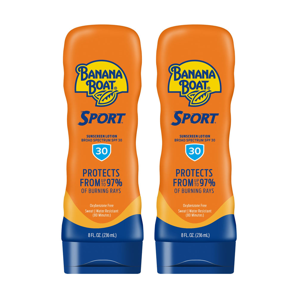 Banana Boat front packaging showing SPF 30 and twin pack benefit