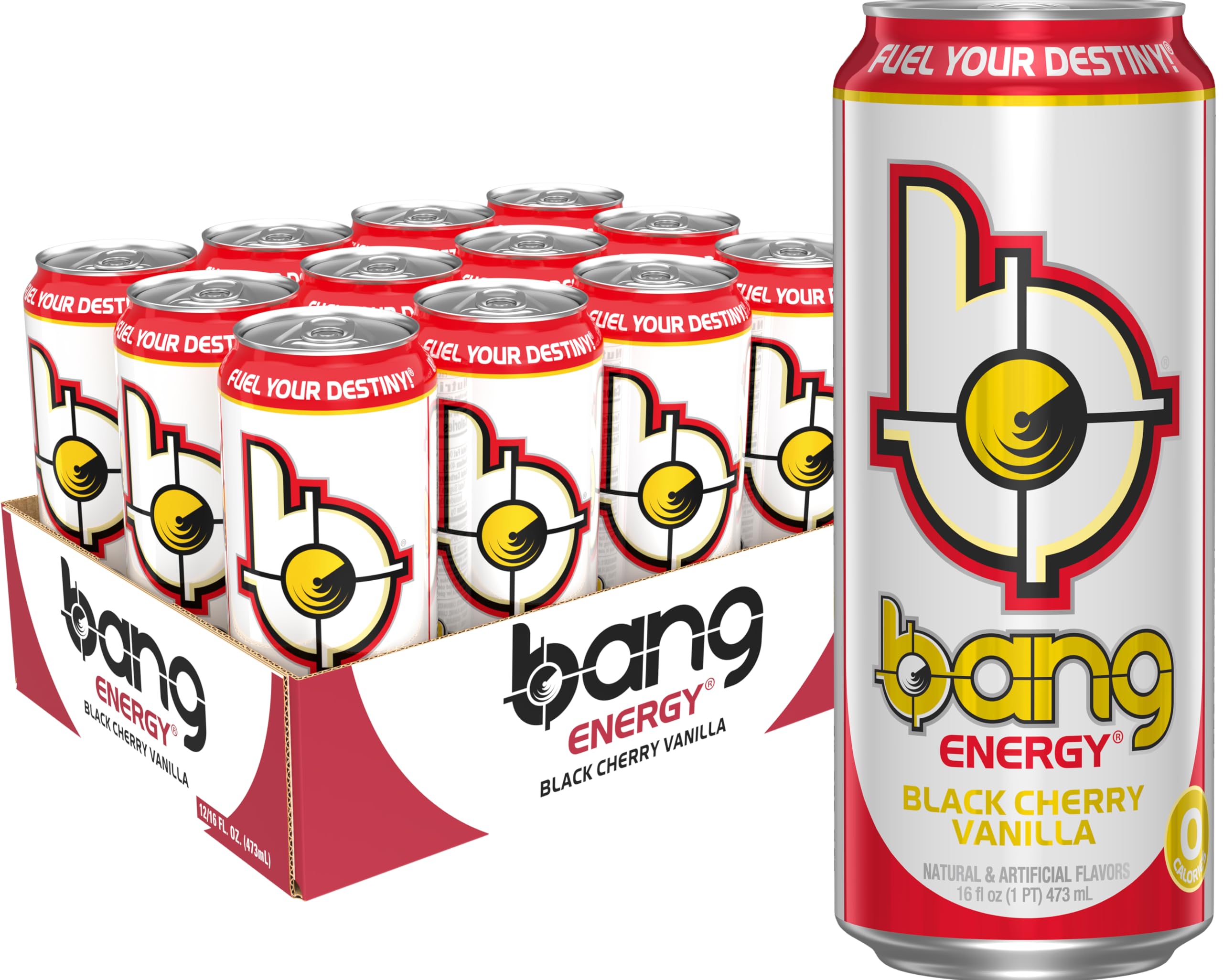 BANG lata frente Black Cherry Vanilla mostrando diseño y tamaño