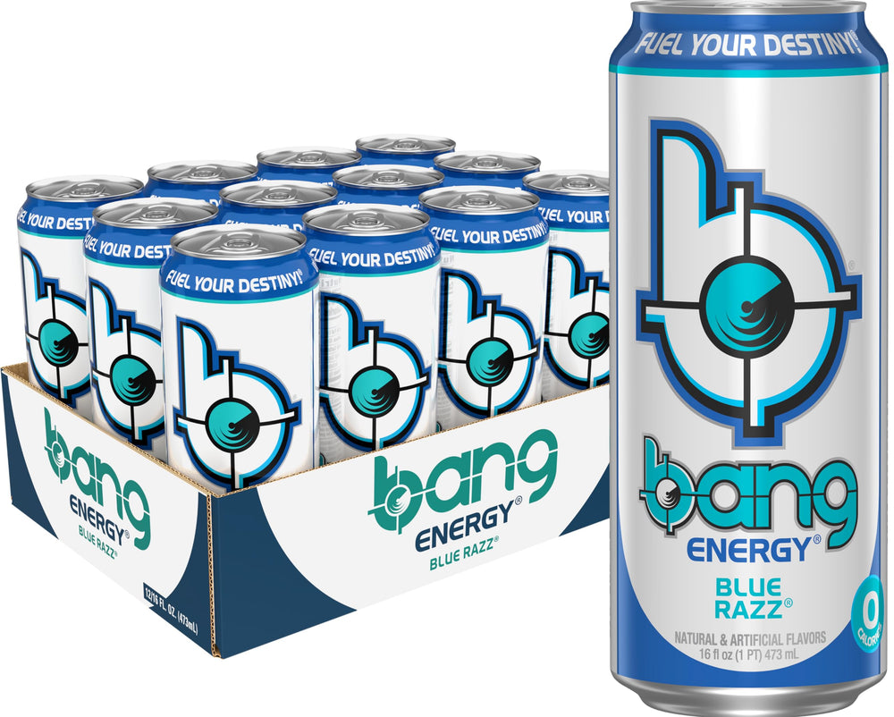Bang primer plano de la etiqueta con EAA y CoQ10, resaltando ingredientes