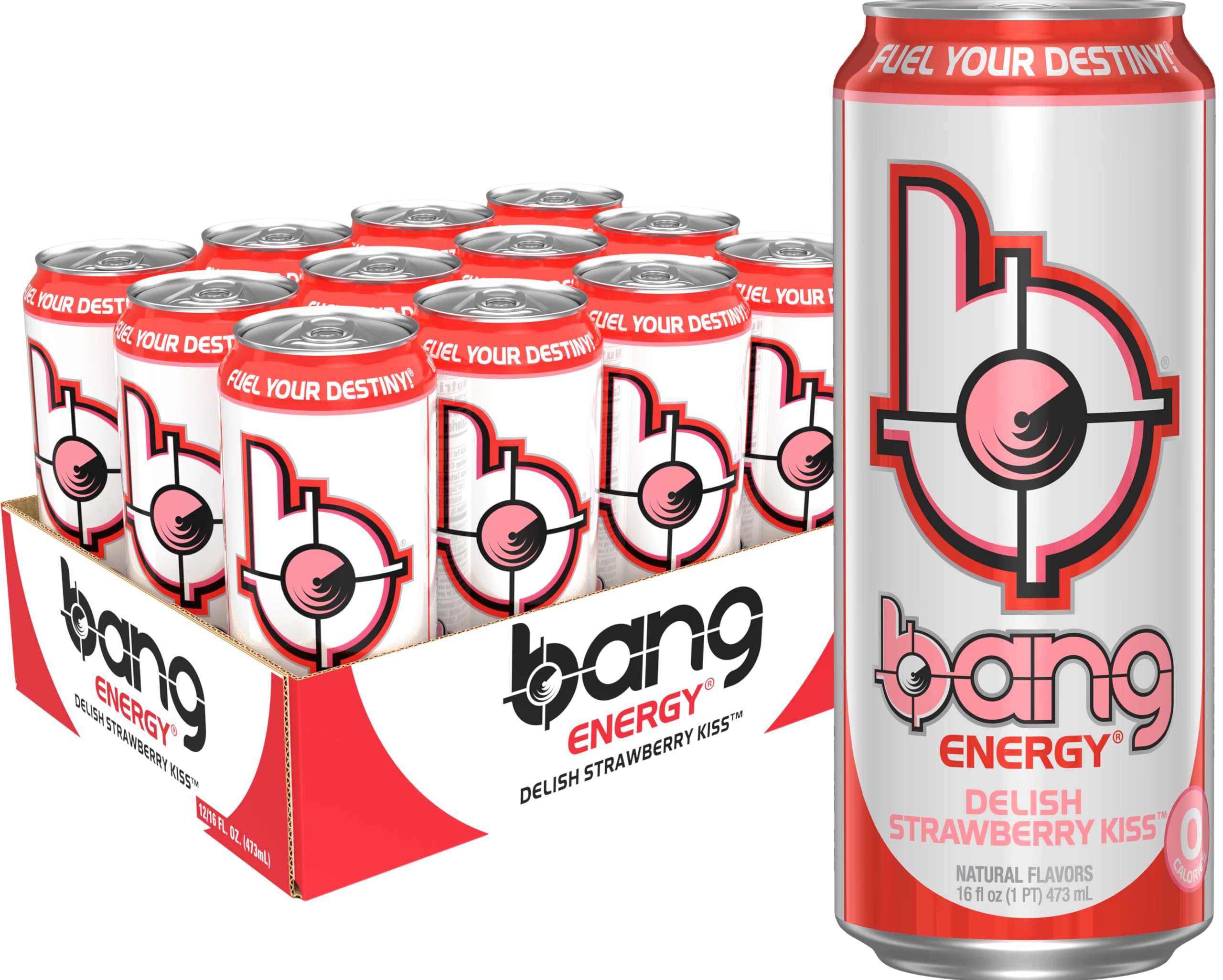 BANG lata frontal Delish Strawberry Kiss mostrando diseño y beneficio energizante