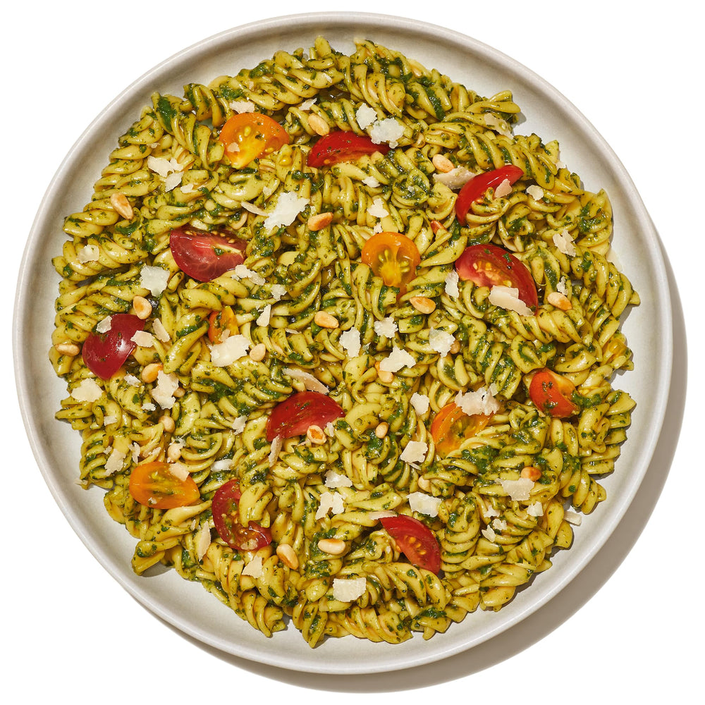 Banza baked pasta in dish coming from oven showing brand and oven-safe versatility