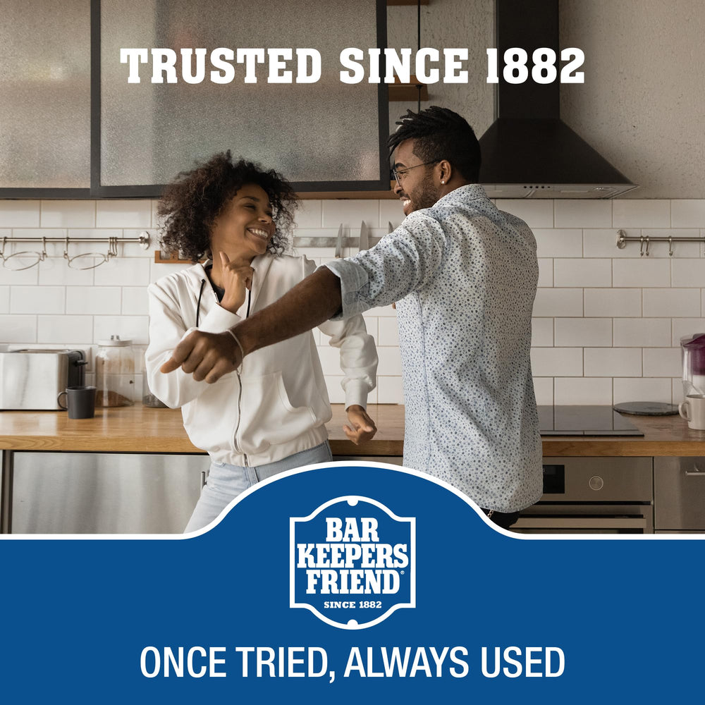 Bar Keepers Friend etiqueta con instrucciones claras, uso seguro y recomendaciones prácticas