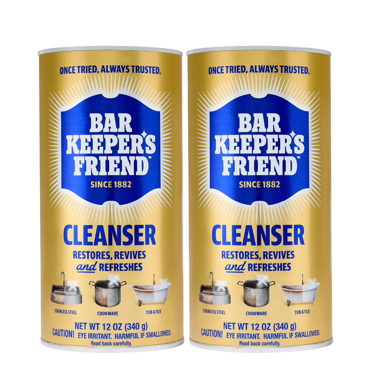 Bar Keepers Friend frente del envase muestra práctico y fácil de usar