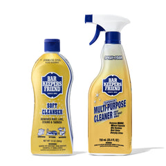 Bar Keepers Friend pack frontal mostrando ambos envases y beneficio limpieza potente