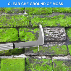 BARAYSTUS tool in use removing weeds from a sidewalk gap for efficiency